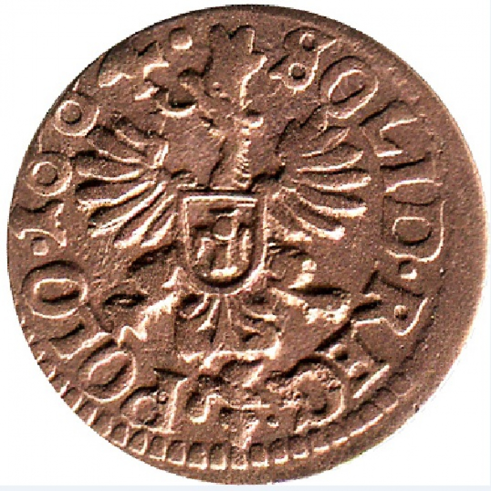 Монета речь посполита. 1 Солид (Шеляг).. Монеты речи Посполитой 1662. Солид 1664.